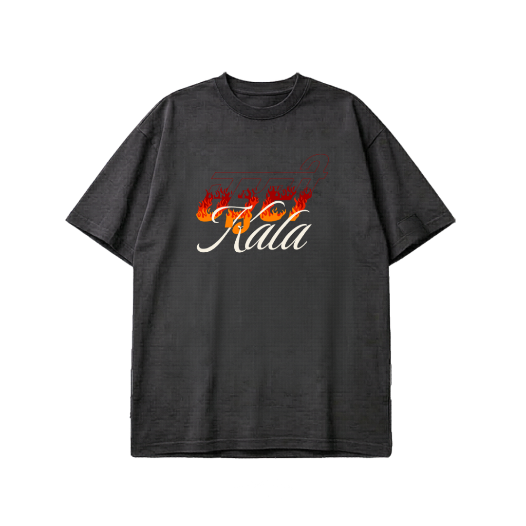 Drop-Shoulder Premium Black T-Shirt - Chardikala Flames