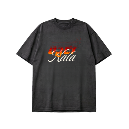 Drop-Shoulder Premium Black T-Shirt - Chardikala Flames